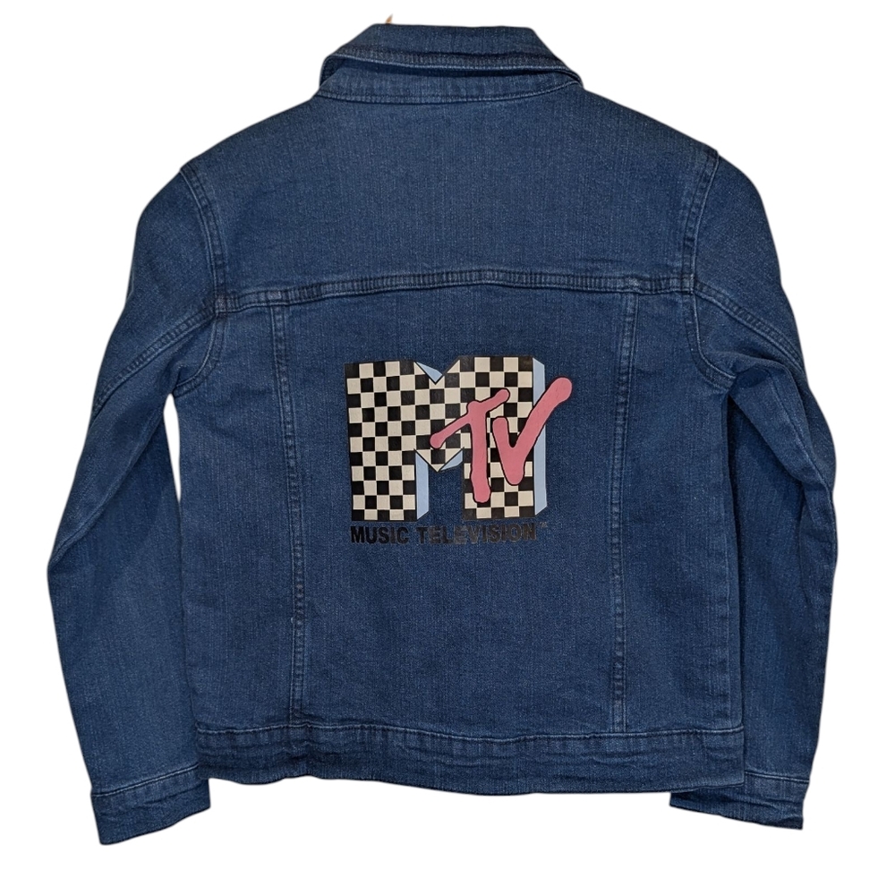MTV Denim Jean Jacket with Logo Size Large 10-12 - Picture 2 of 6